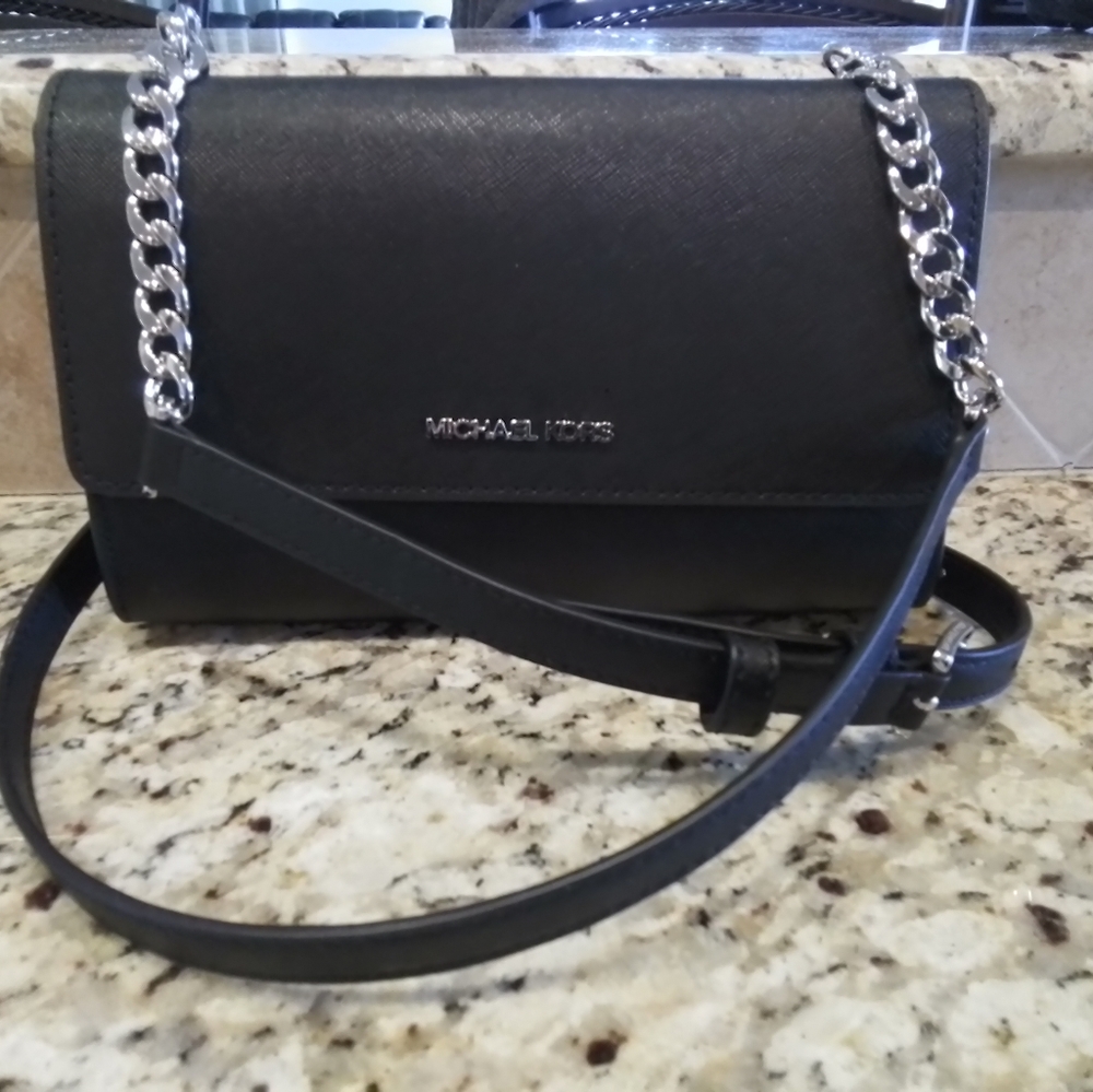 Michael Kors Black Leather Small  3 in 1 Crossbody Bag
